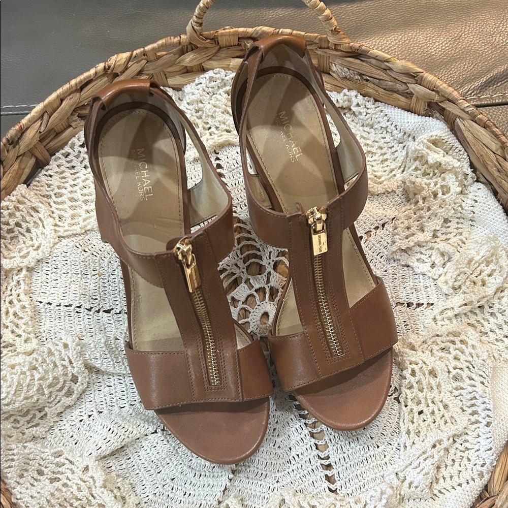 Michael Kors Brown Women's block heels. 4.5”. Size 10